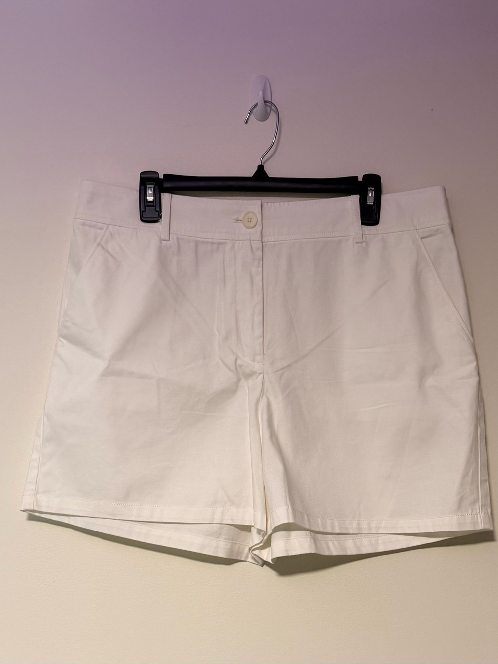 LOFT White High-Rise Cotton Bermuda Shorts